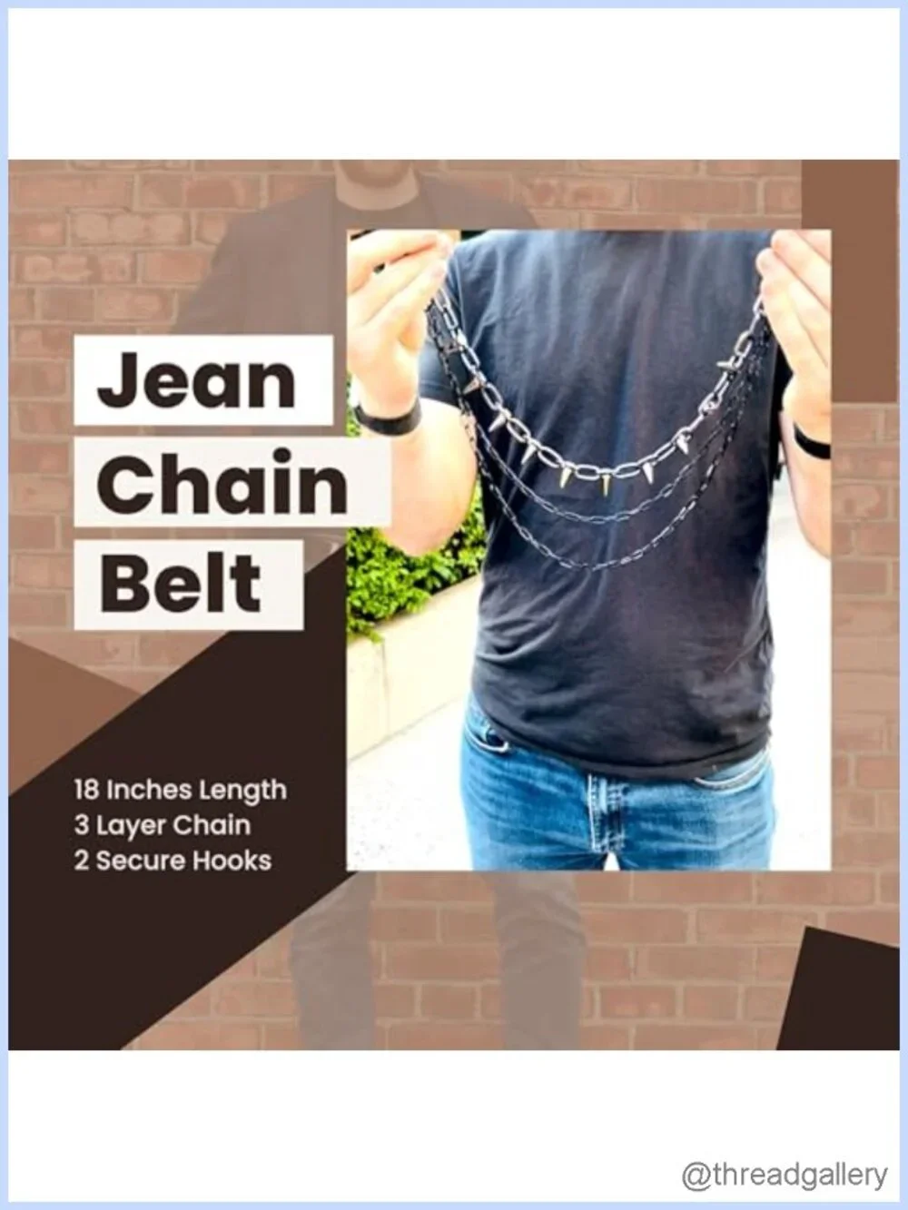 Spike Chain Belt Goth Punk Wallet Chain 18 Inch Metal Side Belt